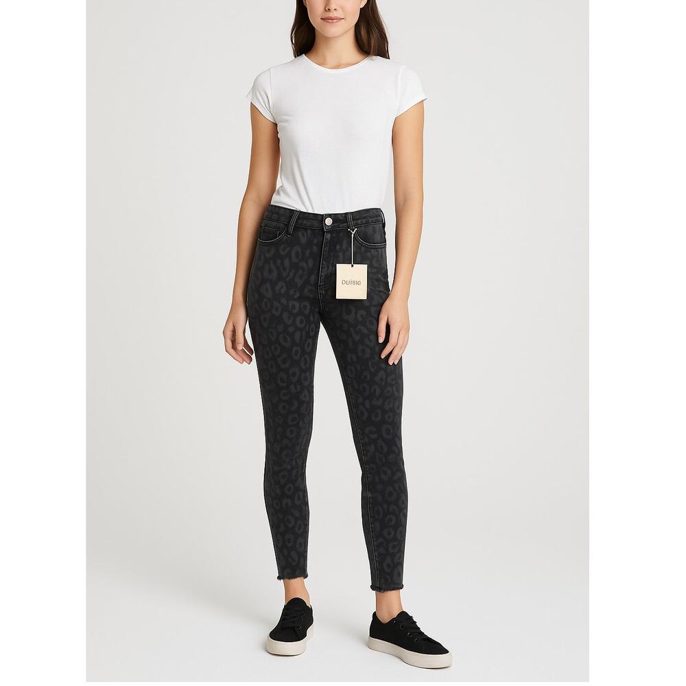 DL1961 Farrow Ankle Jeans Black Leopard Print Women's Sz 26